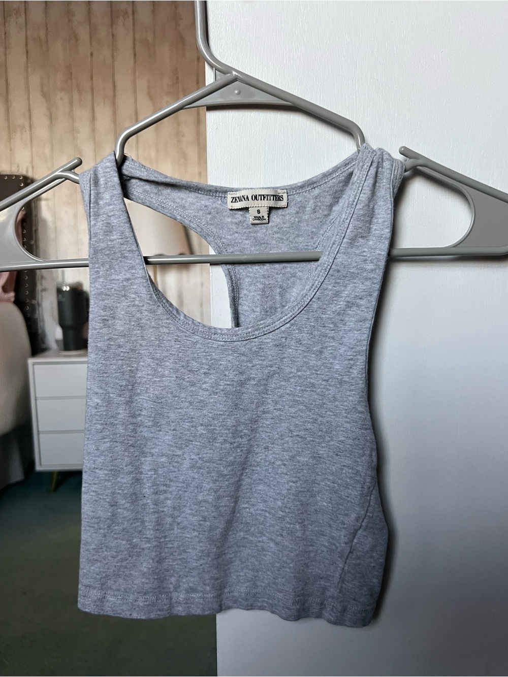 Zenana Outfitters Light Gray Racerback Crop Tank